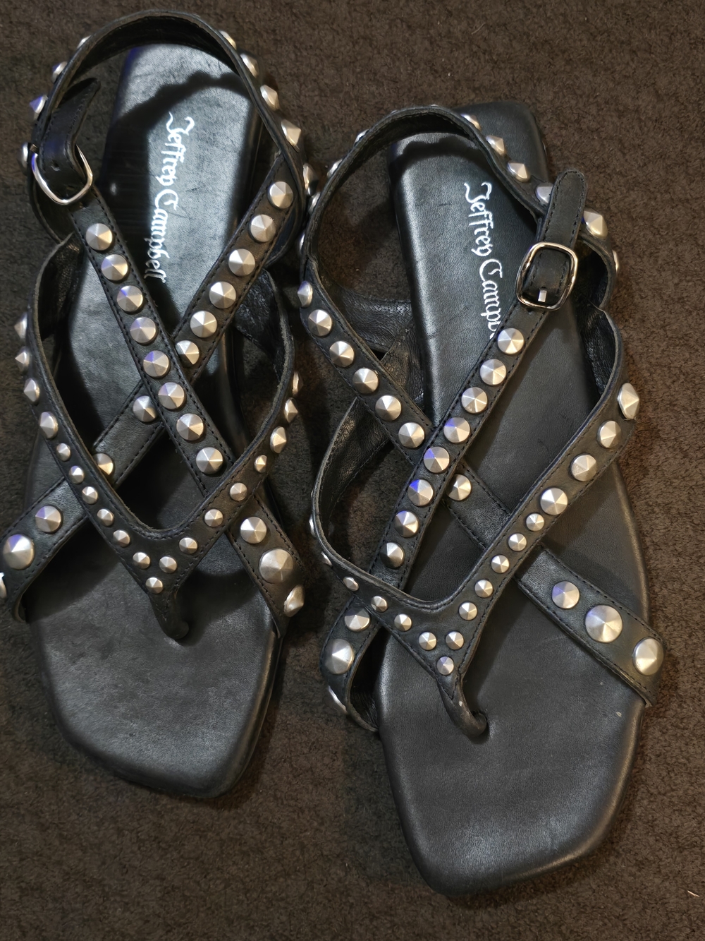 Jeffrey Campbell Black Studded Crisscross Sandals
